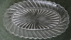 Oval glass cake bowl
