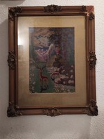 Old tapestry tapestry frame 52x42 cm