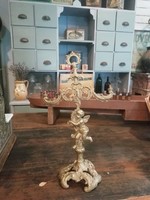 Öntött bronz angyalkás kínáló , gyertyatartó, dekoráció
