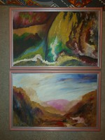 Keretár alatt! H.Gy.szignós festménypáros, 50x70+keret, falrakész állapotban