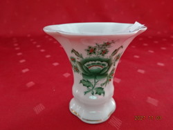 Herendi porcelán váza, antik - 1930-ból, zöld mintás, magassága 6,5 cm. Vanneki!