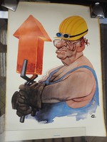 Druckhaus vorwarts - large marked German poster with worker cartoon