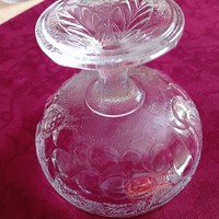 Glass cup, serving, with fruit pattern