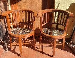 Pair of armchairs, 2 armchairs made of solid hardwood