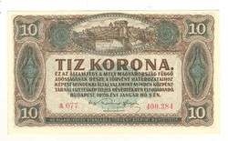 10 korona 1920 aUNC 2. sorszám között pont