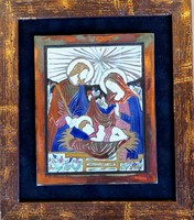FK/121 - Antal Gergely keramikus – Megszületett a kis Jézus című zománképe (raku technikával)