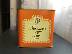 Compack retro Hungarian tea metal box orange tea tin box