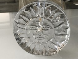 Ingrid glass glass vase, leaf weight with sun pattern, 11.5 cm in diameter