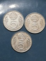 Kossuth 5 ft coin 1984-85-88 3 pcs