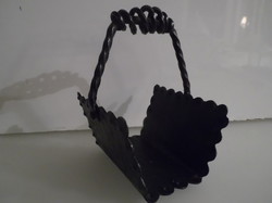 Metal - wrought iron - wooden holder - old - Austrian - 9 x 7.5 x 7 cm - flawless