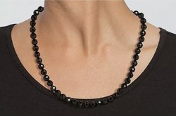 Csodás fekete spinell drágaköves nyakék , 45 cm  925,  új