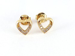Brill 14 k arany szív fülbevaló gyémántokkal