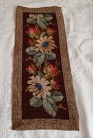 Antique tapestry tablecloth with gold-colored wide border, 44.5 X 19 cm