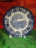 Royal Worcester, angol porcelán tányér,jelenetes, kobaltkék.