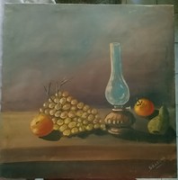 Still life with grapes, oil painting, frameless canvas 49x49 cm