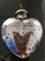 Antikolt tükör foncsoros szív alakú karácsonyfadísz