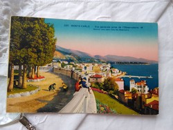 Antik francia városképes képeslap/üdvözlőlap Monte-Carlo kilátás a tengerre, város, hegyek