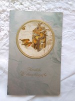 Antik dombornyomott litho/litográfiás képeslap, Karácsony, madárkák, vörösbegy, lámpás, hó