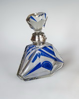 Blue patterned glass with silver neck