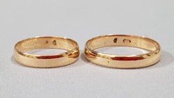 14 K arany jegygyűrű pár, karika gyűrűk 3,58 g