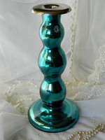 Turquoise glass candlestick