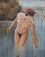 Nude in the lake - marked 
