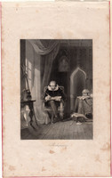 Shakespeare, acélmetszet 1845, Payne's Universum, eredeti, 12 x 16, metszet, Anglia, angol, író