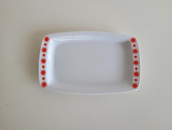 Old Alföldi porcelain tray with red center pattern, vintage retro 24.5 cm