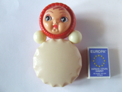 Régi, kisméretű vintage játék figura, kelj fel jancsi, lencsi baba csörgő változatban