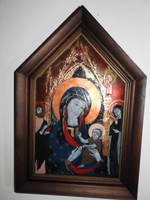 Gábor Somogyi: Virgin Mary with the Little Jesus - fire enamel mural