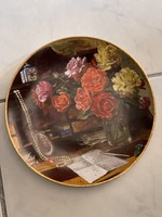 Álomszép gyűjtői rózsás porcelán dísztányér Bradex.