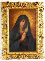 Kalicza Erzsébet (1876-1943) Szűz Mária olajfestmény Florentin keretben 110x81cm