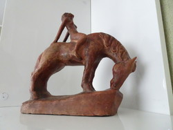 Antik régi kerámia lovas szobor
