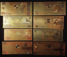 Aranyozott Arab Emirátusok dirham sor bankjegy, replika