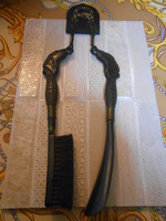 Cipőtisztító készlet lovas fali réz műanyag fekete 40*10 cm