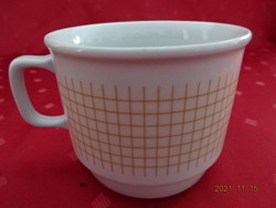 Zsolnay porcelán pohár, sárga kockás mintával, átmérője 9,5 cm. Vanneki!