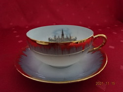 Eigl German porcelain coffee cup + saucer, with Wien rathaus inscription. It has eggshell porcelain!
