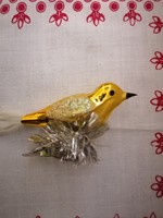 Régi üveg karácsonyfadísz csipeszes kis madár