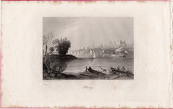Albany, steel engraving 1845, Payne's Universe, original, 10 x 15, engraving, America, Hudson, New York