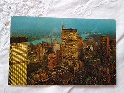 Old American postcard / photo postcard, New York pan am building, night cityscape 1972