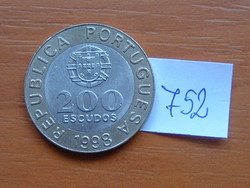Portugal 200 escudos 1998 incm (garcia de orta jewish doctor) bimetal # 752