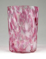 1F959 Antik rózsaszín lencsés fújt üveg pohár ~ 1860 körül