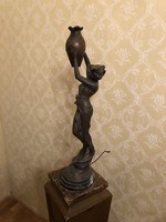 Korsót tartó nő, spiáter lámpa, szecessziós szobor, Paul Philippe