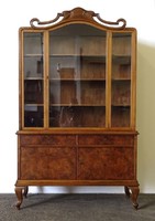 1G652 antique walnut veneer glass neobaroque display case