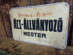 Painted plate, carpentry scaffolding sign, decoration