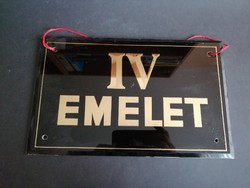 Retro IV Emelet üveg jelző tábla - EP