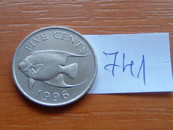 BERMUDA 5 CENT 1996 HAL, Bermuda blue angelfish #741