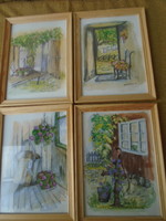 4 pieces by Italian painter, 4 wonderful works in small size 23 x 17 cm