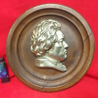Beethoven wood, copper mural, wall decoration, picture. 24 Cm.
