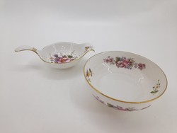 English porcelain tea strainer and delicacy bowl, royal crown derby